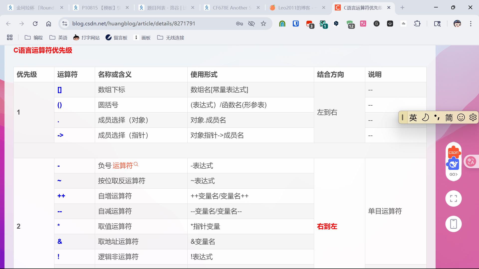 【置顶】【转载】运算符的关系简览